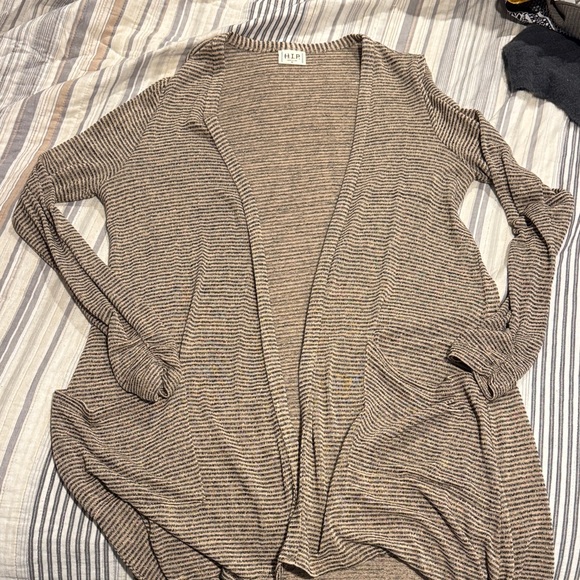 h.i.p. Sweaters - h.i.p. Tan and Black Striped Cardigan